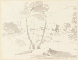 Schets van Bomen in een Landschap