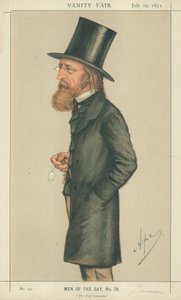 Alfred Tennyson, de Dichter Laureaat, 22 juli 1871, Vanity Fair cartoon door Carlo Pellegrini