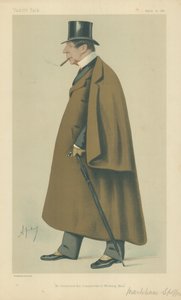 Mr Markham Spofforth, Hij vond de Conservatieve Werkende Man uit, 20 maart 1880, Vanity Fair cartoon door Carlo Pellegrini
