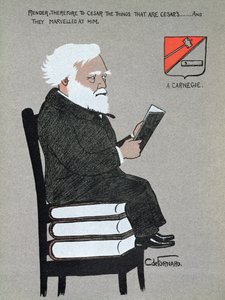 Karikatuur van Andrew Carnegie (1835-1919) illustratie uit 