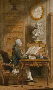Monsieur de Cormainville in Zijn Bibliotheek, Schrijvend aan Zijn Bureau