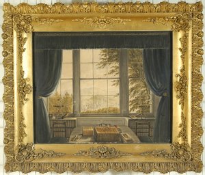 Zuidraam van de Studiekamer van Greta Hall, 1841 door Caroline Bowles
