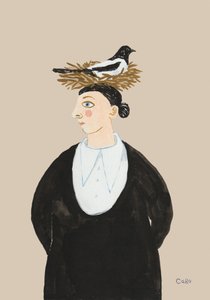 Eigenzinnige vrouw met een ekster
