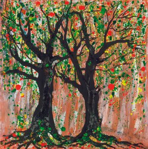 Granaatappelboom, 2012 (acryl  inkt op doek) door Carolyn Mary Kleefeld