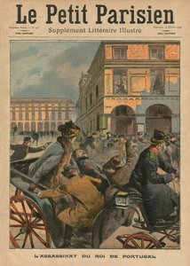 Moord op koning Carlos I, koning van Portugal, voorpagina illustratie uit 