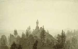Beeld van de Madonna in de bergen