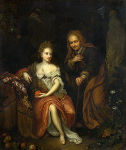 Vertumnus en Pomona door Caspar (follower of) Netscher