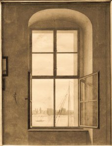 Uitzicht vanuit het atelier van de kunstenaar (rechter raam)
