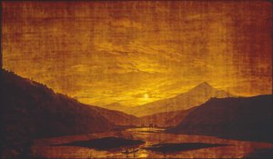 Rivierlandschap bij nacht door Caspar David Friedrich