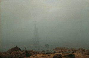 Duits: Meeresstrand im Nebel Zeekust in de mist