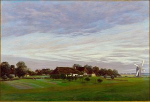 Het vlakke land, omgeving van Greifswald, Duitsland door Caspar David Friedrich