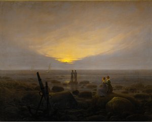 Maanopkomst boven de zee door Caspar David Friedrich