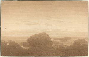 Maanopkomst aan een lege kust door Caspar David Friedrich