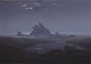 Rotsachtig rif aan de kust door Caspar David Friedrich