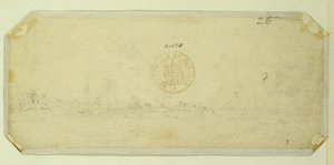 Schets van een Landschap vanaf de Achterkant van een Schilderij door Caspar David Friedrich
