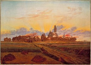 Zonsopgang bij Neubrandenburg door Caspar David Friedrich