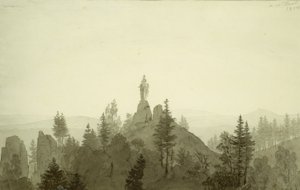 Beeld van de Madonna in de bergen