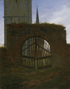 De poort van het kerkhof, ca. 1825-30 (olieverf op doek)