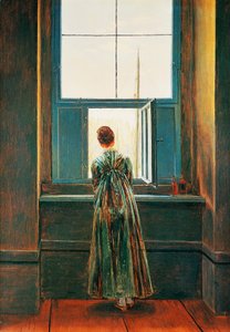 Vrouw bij raam, door Caspar David Friedrich (1774-1840)