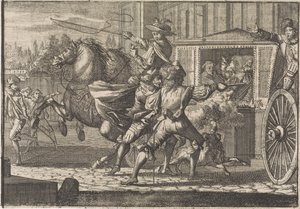 Aanslag op Nicolau Monteiro, prior van Cedofeita, in de straten van Rome door Caspar Luyken (attributed to)