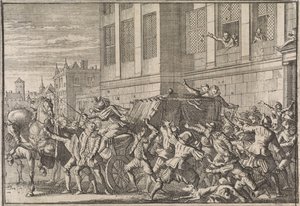 Aanval te Madrid op het rijtuig van de graaf van Olivares, Gaspard de Gusmán, 1643