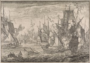 Zeeslag tussen Turkse oorlogsschepen en galleien van de Ridders van Malta, 1644