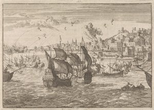 Genua gebombardeerd door de Franse vloot, 1684 door Caspar Luyken