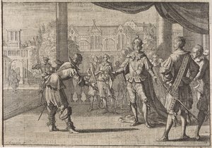 Keizer Ferdinand III wordt gefeliciteerd met de geboorte van zijn zoon Leopold, 1640 door Caspar Luyken