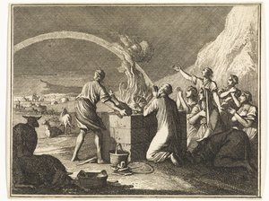 Offer van Noach na de zondvloed door Caspar Luyken