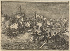 Spaanse vloot op de Schelde door Hollanders veroverd en verbrand, 1631 door Caspar Luyken