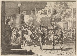 Vreugde in Parijs naar aanleiding van het valse bericht van de dood van Willem III bij de slag aan de Boyne, 1690