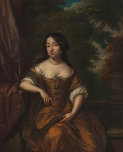 Portret van Anna Maria Hoeufft (1646-1715), vrouw van Jan Boudaen Courten door Caspar Netscher (copy after)
