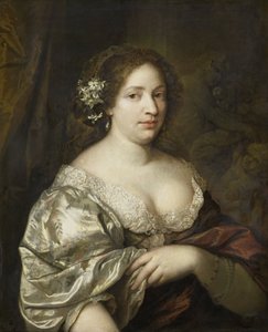 Portret van Margaretha Godin (overleden 1694), vrouw van de kunstenaar door Caspar Netscher
