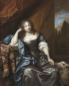 Portret van een onbekende vrouw door Caspar Netscher