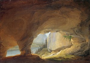 Uitzicht vanaf de Beatusgrot op het Meer van Thun, 1776 door Caspar Wolf