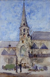 Een marktdag Kerk van St. Jacques, Gent, België