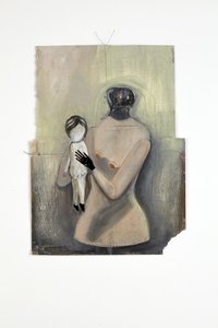 Inbetween, 2014 (papiercollage, katoendraad, olieverf en glansverf)