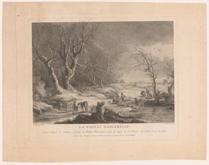Winters landschap met aangevallen figuren