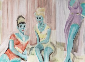 19.03.20 Ze keken naar hem, 2020 (olieverf op papier) door Cathy Lomax