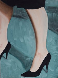 Misfit Legs 1, 2013 (olieverf op papier) door Cathy Lomax