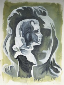 Gestolen gezicht, 2020 (olieverf op papier) door Cathy Lomax