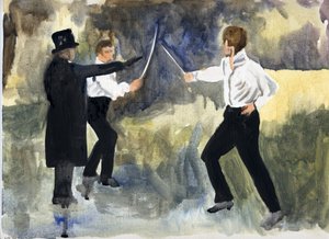 The Plot (Parijs 1961), 2011 (olieverf op papier) door Cathy Lomax