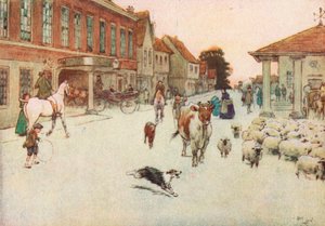 Toen de zon onderging... We stopten bij het Principal Hotel op het Marktplein door Cecil Charles Windsor Aldin
