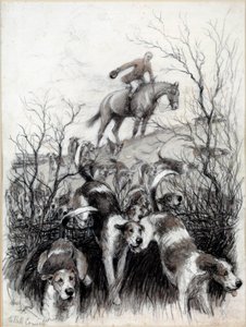 Jachtscène in Engeland: Honden door Cecil Charles Windsor Aldin