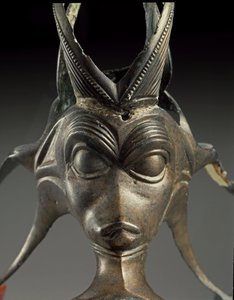 Keltische kunst: decoratief element van een bronzen kruik in de vorm van een fantastisch wezen. 3e eeuw v.Chr. Uit Brno Malomerice (Moravië). Brno, Moravisch Museum