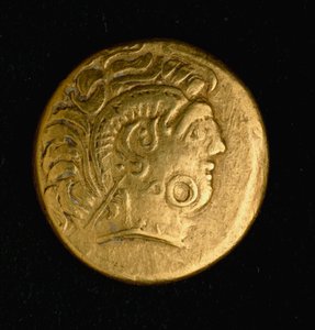 Keltische kunst: statere de Sequani, gouden munt. 3e-2e eeuw v.Chr. Parijs, B.N.