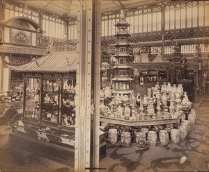 Uitzicht op de Chinese Hof, Hoofdgebouw, Centennial Tentoonstelling, Philadelphia