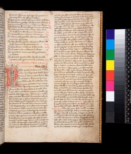 Gregorius de Grote, Dialogi in Italiaanse vertaling door Domenico Cavalca, versierde letter [N] in rode inkt met penversiering in bruine inkt