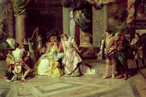 Galileo aan het Hof van Isabella, 1878 door Cesare Auguste Detti