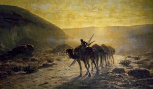 In de woestijn, schilderij door Cesare Biseo